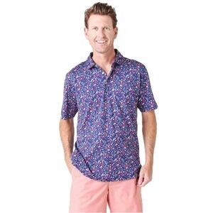 Peter Millar Navy “Recipe for Disaster” Seaside Aqua Cotton Polo – Size XL